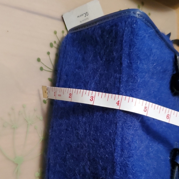 NWR Wool Blend With Leather Trim Blue Italian Handbag - Picture 9 of 10